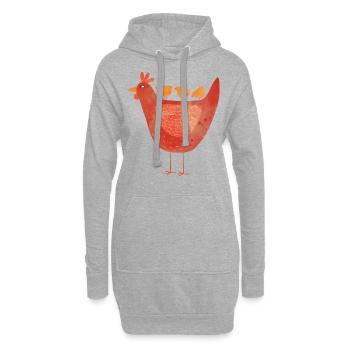 Henne und Küken - Hoodie-Kleid - Grau meliert - Vorne
