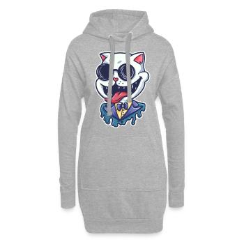 Lunettes de soleil fou de chat costume cadeau noeud papillon - Sweat-shirt à capuche long Femme - gris chiné - Devant