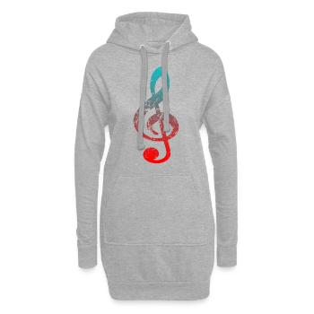 Clé de partition - Sweat-shirt à capuche long Femme - gris chiné - Devant