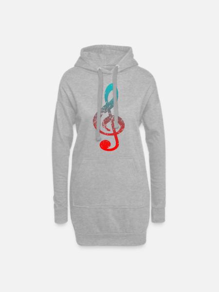 Notenschlüssel - Hoodie-Kleid - Grau meliert