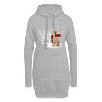 Golden Retriever Winter Weihnachten - Hoodie-Kleid - Grau meliert - Vorne