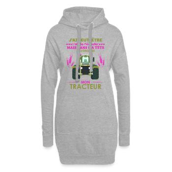 Agriculteur Shirt • Pilote de Tracteur • Cadeau - Sweat-shirt à capuche long Femme - gris chiné - Devant