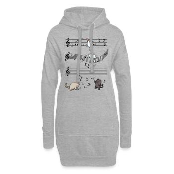 Musical Katzen Musiknoten Niedlich Geschenk - Hoodie-Kleid - Grau meliert - Vorne