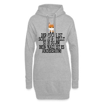 Gegen Nazis & Rassismus Fuchs Spruch Geschenk - Hoodie-Kleid - Grau meliert - Vorne