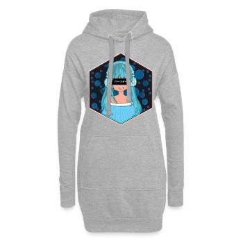 Anime Mädchen - Hoodie-Kleid - Grau meliert - Vorne