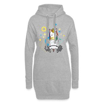 Einhorn Fitness Gym Sport Gewichtheben Geschenk - Hoodie-Kleid - Grau meliert - Vorne