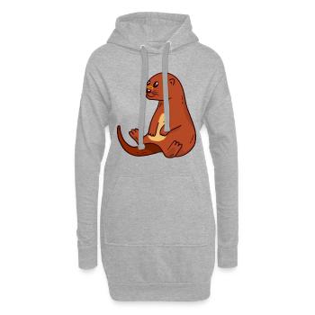 loutre - Sweat-shirt à capuche long Femme - gris chiné - Devant