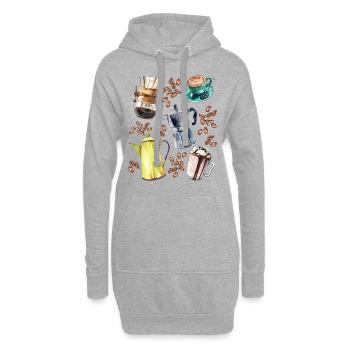 Kaffee - Barista Edition - Hoodie-Kleid - Grau meliert - Vorne