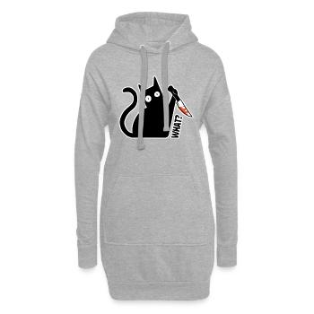 Chat quoi? drôle chat noir avec un couteau - Sweat-shirt à capuche long Femme - gris chiné - Devant
