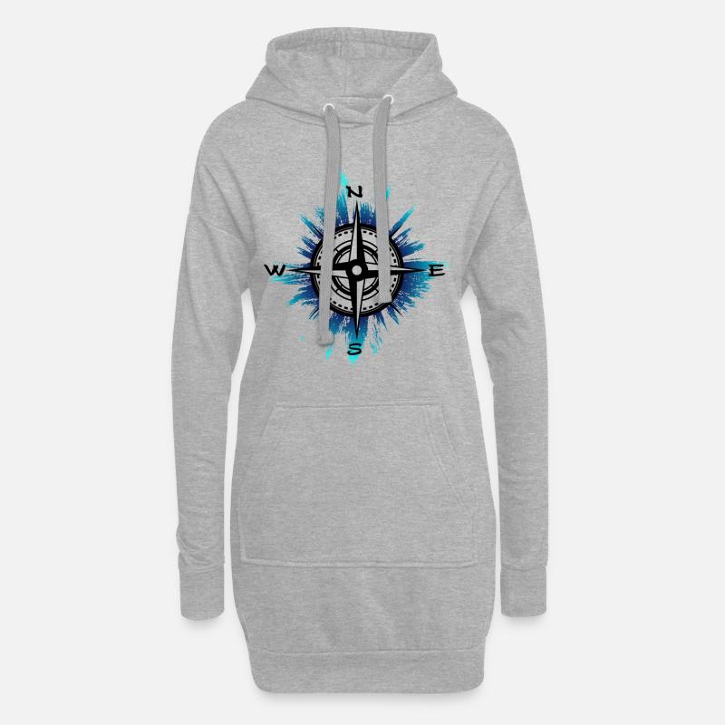 Kompass - Hoodie-Kleid - Grau meliert