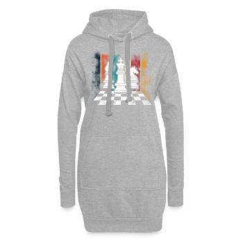 Échiquier d'échecs rétro - Sweat-shirt à capuche long Femme - gris chiné - Devant