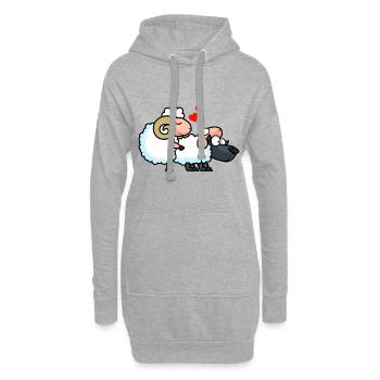 Wolf Schaf Liebe Lustig - Hoodie-Kleid - Grau meliert - Vorne