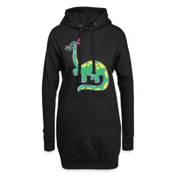 Dinosaure est de mauvaise humeur - Sweat-shirt à capuche long Femme - noir - Devant