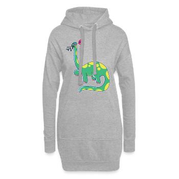 Dinosaurier hat schlechte Laune - Hoodie-Kleid - Grau meliert - Vorne