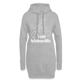 Vélo père Noël - Sweat-shirt à capuche long Femme - gris chiné - Devant