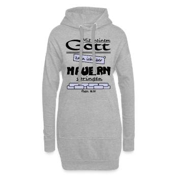 Mit meinem Gott kann ich über Mauern - Hoodie-Kleid - Grau meliert - Vorne