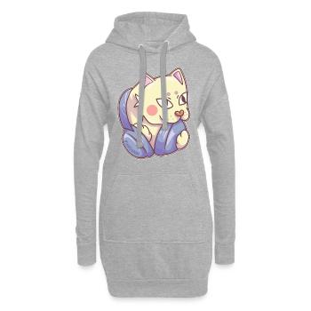 Un chat cool écoute de la musique avec des écouteurs. - Sweat-shirt à capuche long Femme - gris chiné - Devant