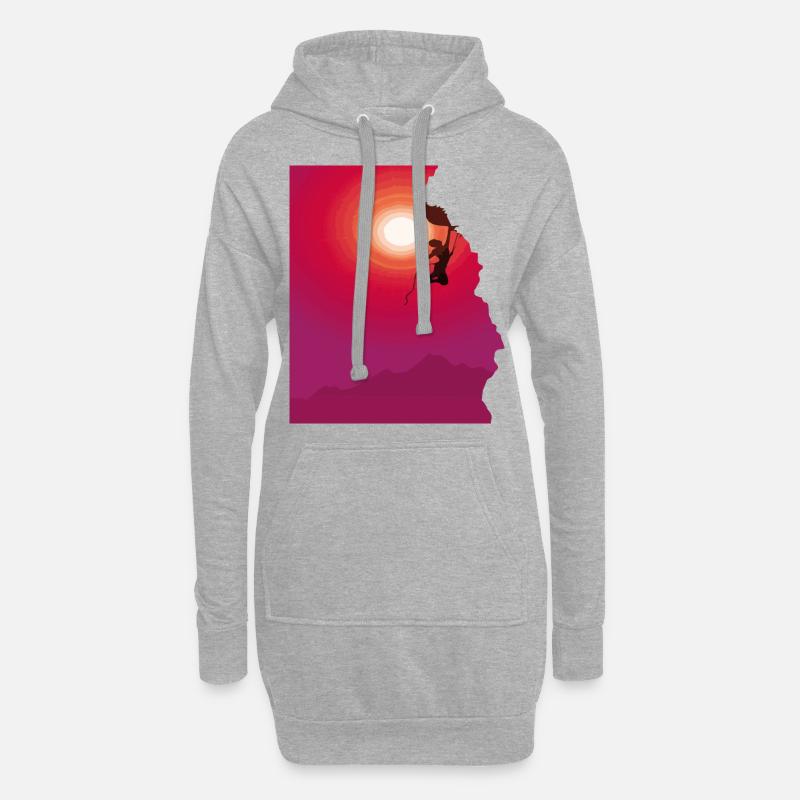 Klettern Bergsteigen Sonnenaufgang Geschenk - Hoodie-Kleid - Grau meliert