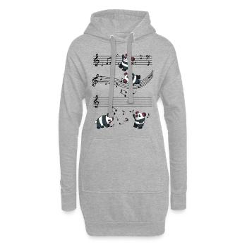Musik Pandas Musiknoten Niedlich Panda Geschenk - Hoodie-Kleid - Grau meliert - Vorne