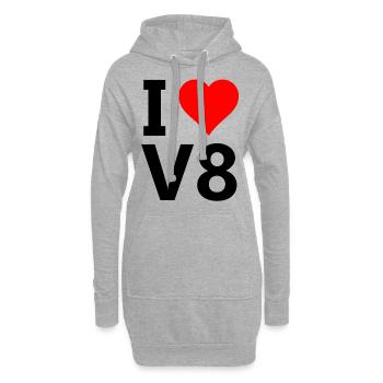 V8 américain - Sweat-shirt à capuche long Femme - gris chiné - Devant