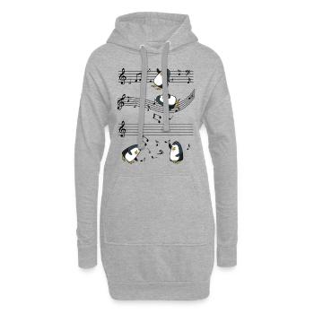 manchot - Sweat-shirt à capuche long Femme - gris chiné - Devant