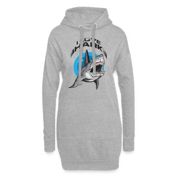 I Love Shark requin requin poisson prédateur cadeau - Sweat-shirt à capuche long Femme - gris chiné - Devant