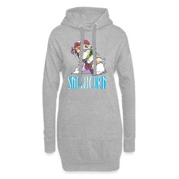 Snowicorn Christmas Licorne Licorne Noël - Sweat-shirt à capuche long Femme - gris chiné - Devant