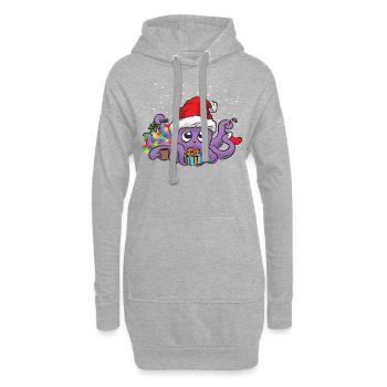 Poulpe doux poulpe avec Bonnet de Noel - Sweat-shirt à capuche long Femme - gris chiné - Devant