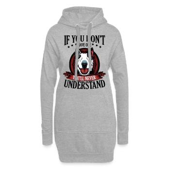 Bull Terrier - Hoodie-Kleid - Grau meliert - Vorne