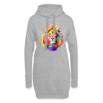 Lion roi aquarelle cadeau aquarelle - Sweat-shirt à capuche long Femme - gris chiné - Devant