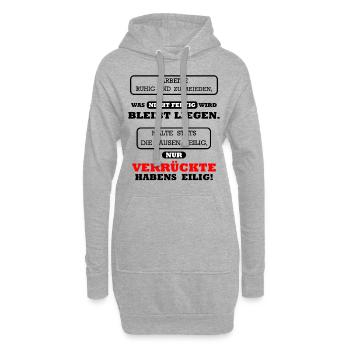 Arbeite ruhig und zufrieden lustig Arbeit Spass - Hoodie-Kleid - Grau meliert - Vorne