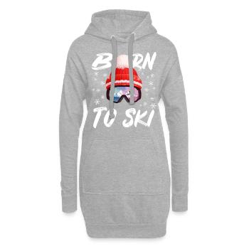 Né pour skier - Sweat-shirt à capuche long Femme - gris chiné - Devant