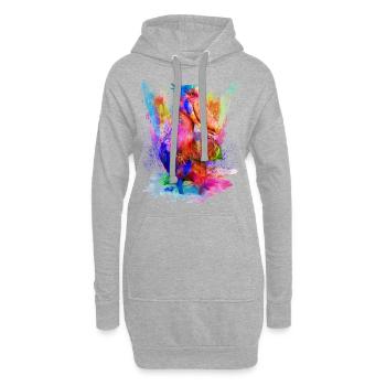 Schuhschnabel Vogel Aquarell Wasserfarben Geschenk - Hoodie-Kleid - Grau meliert - Vorne