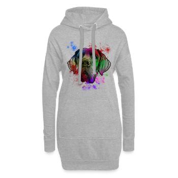 Deutsche Dogge Hund - Hoodie-Kleid - Grau meliert - Vorne