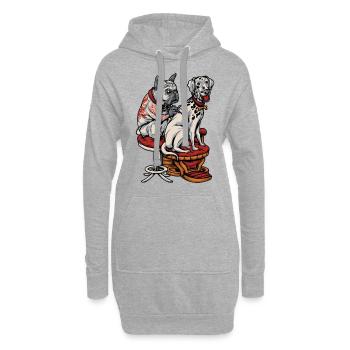 Französische Bulldogge Dalmatiner Tattoo - Hoodie-Kleid - Grau meliert - Vorne