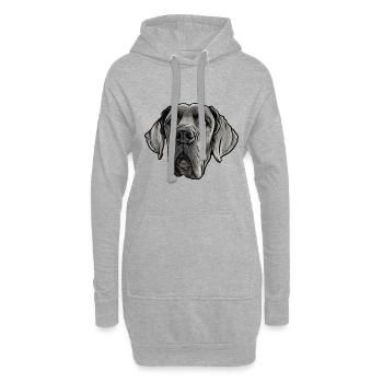Deutsche Dogge Hund - Hoodie-Kleid - Grau meliert - Vorne
