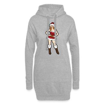 Sexy Frau Mädchen knappes Outfit Weihnachten - Hoodie-Kleid - Grau meliert - Vorne