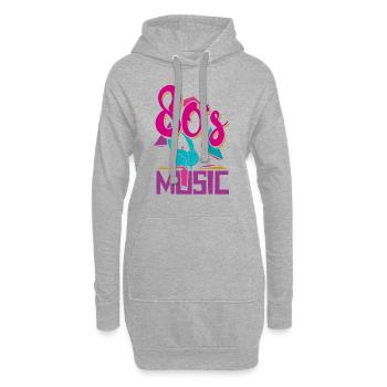 80er Jahre Musik - Hoodie-Kleid - Grau meliert - Vorne