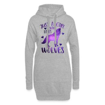 Juste une fille qui aime les loups - Sweat-shirt à capuche long Femme - gris chiné - Devant