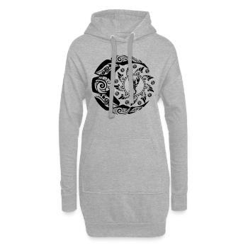 Skorpion Maori Polynesien Tattoo Sonne Mond - Hoodie-Kleid - Grau meliert - Vorne