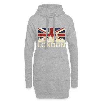 London, England Flagge - Hoodie-Kleid - Grau meliert - Vorne