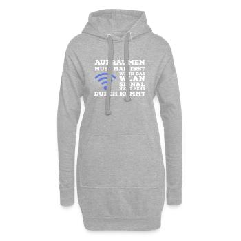 Aufräumen muss man erst wenn das WLAN Signal... - Hoodie-Kleid - Grau meliert - Vorne
