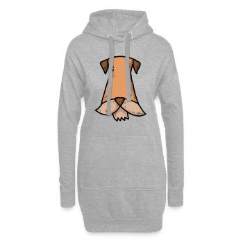 Airedale Terrier Comic Karikatur - Hoodie-Kleid - Grau meliert - Vorne