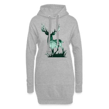 Hirsch Natur - Hoodie-Kleid - Grau meliert - Vorne