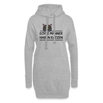 Echte Männer haben Katzen - Hoodie-Kleid - Grau meliert - Vorne