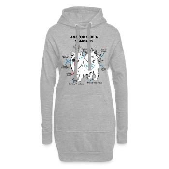 Anatomie d'un chien Samoyède - Sweat-shirt à capuche long Femme - gris chiné - Devant