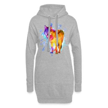 Cadeau coloré aquarelle de famille de chien de loup - Sweat-shirt à capuche long Femme - gris chiné - Devant