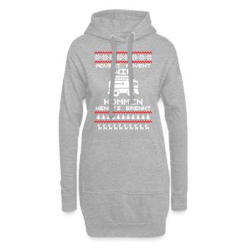 Advent Feuerwehr Lustig - Hoodie-Kleid - Grau meliert - Vorne