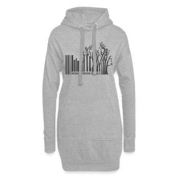 Code à barres de durabilité - Sweat-shirt à capuche long Femme - gris chiné - Devant