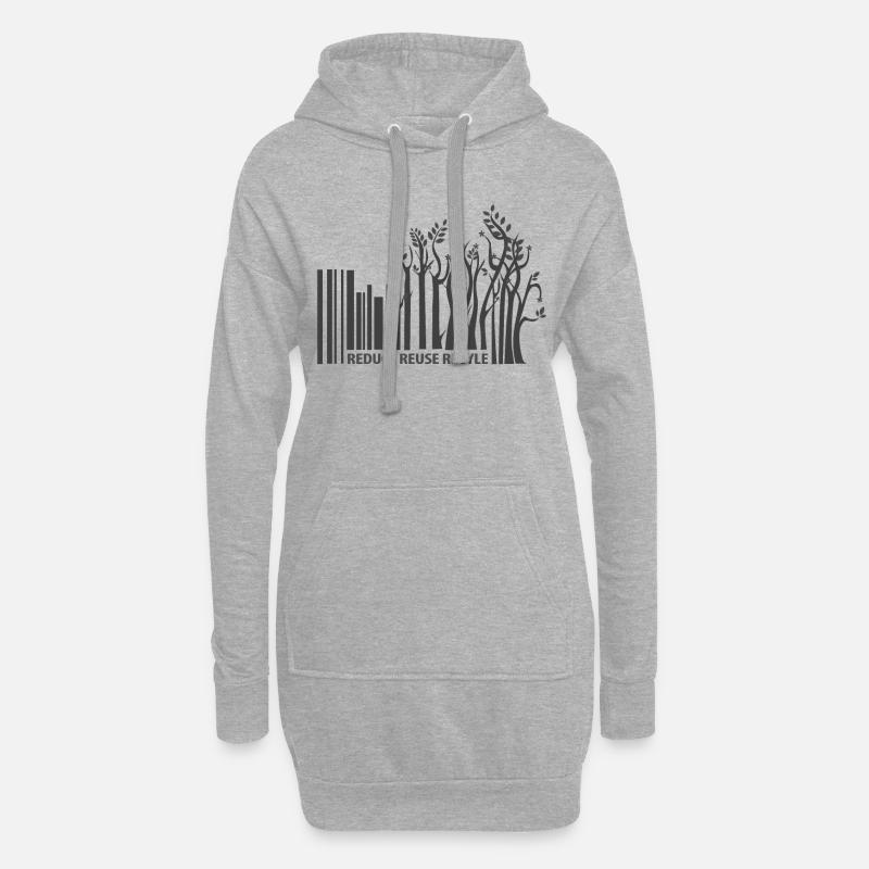Nachhaltigkeit Barcode - Hoodie-Kleid - Grau meliert
